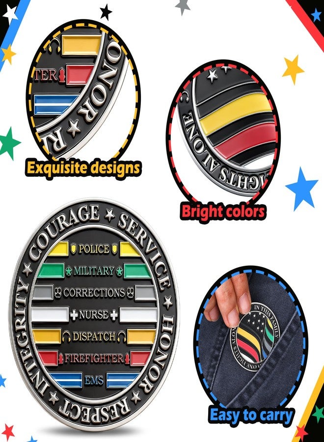 WinnerWhy 10 Pcs No One Fights Alone Challenge Coin First Responder Hero Flag Commemorative Coin Thin All Line Honor Gift for EMS Firefighter Police Military Corrections Nurse Dispatch - Image 3
